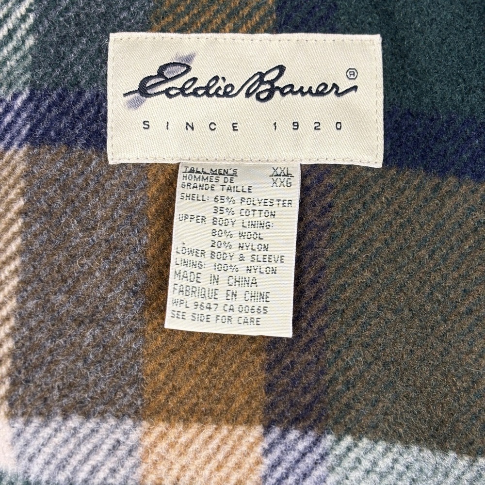 Eddie Bauer Mountain Parka Mens XXL Tall Navy Blue Wool Chore Coat Lined Jacket - Picture 3 of 9